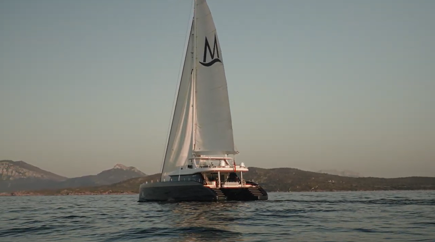 Yacht Mischievous and sunset